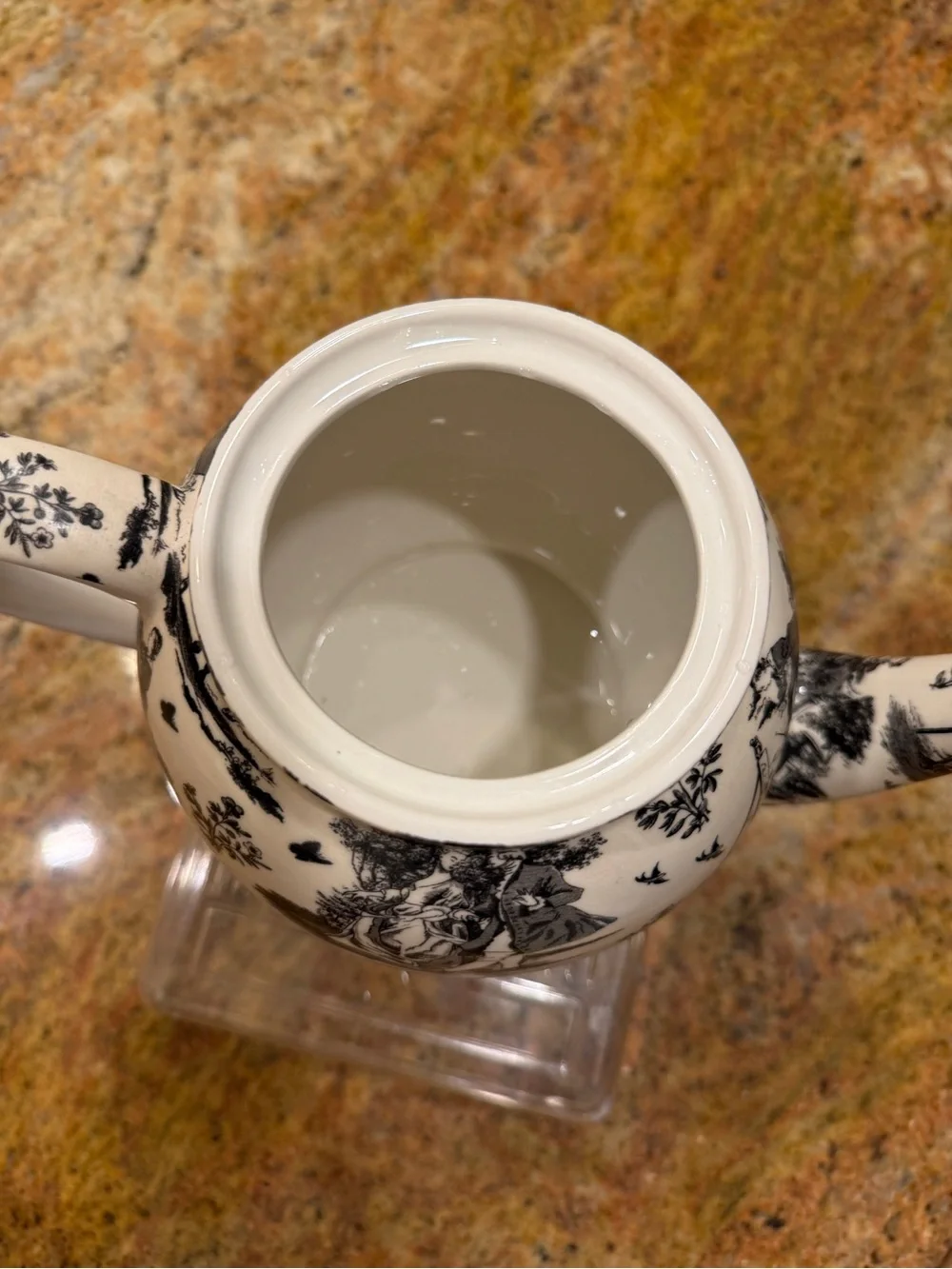 Arthur Wood Classic Black and Cream Toile Ceramic Teapot with Lid